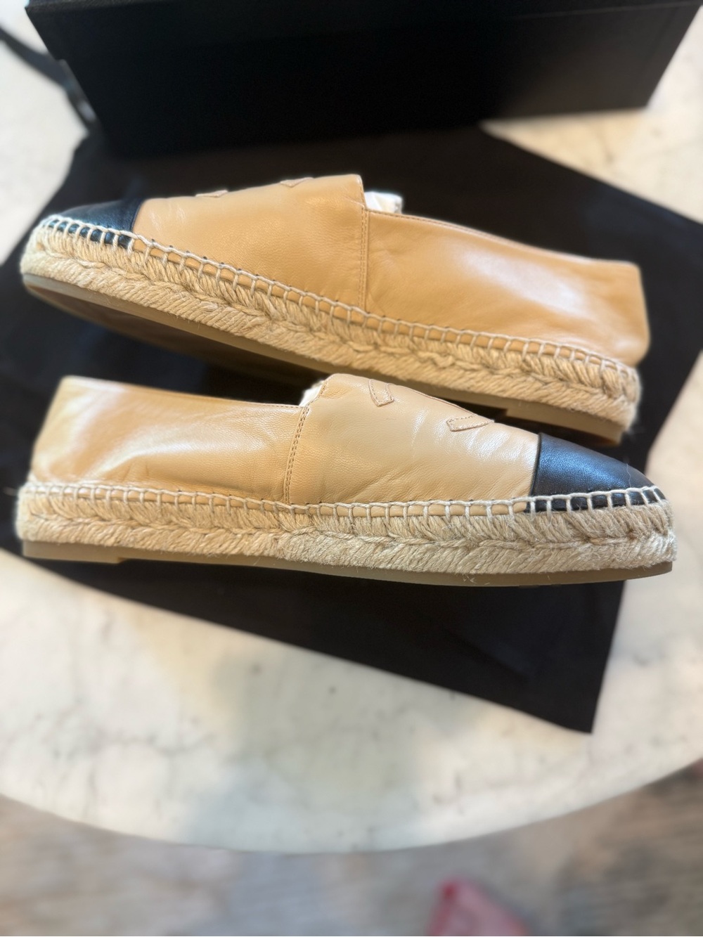 CHANEL Beige + Black Espadrille Flats - Picture 4 of 6